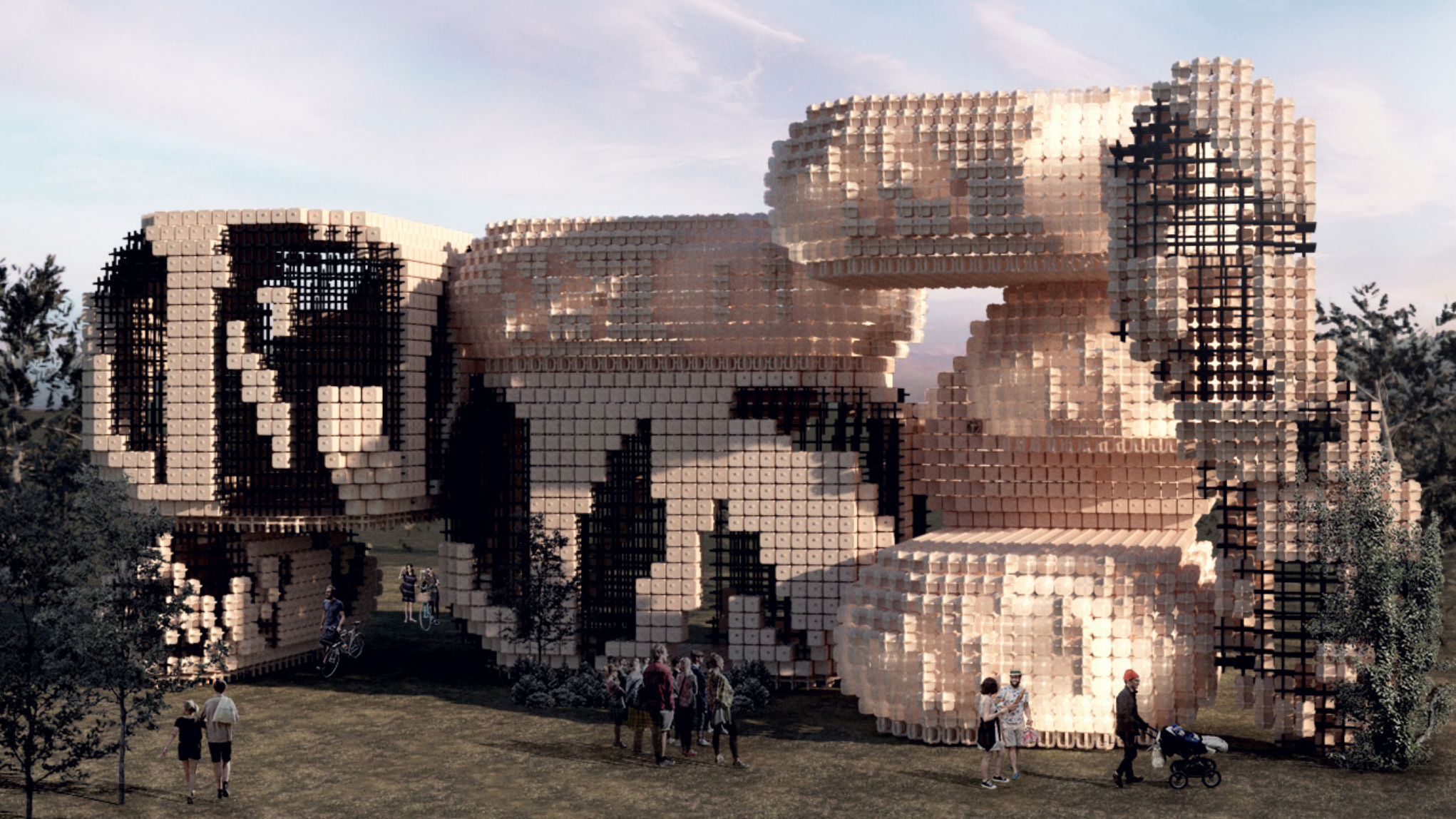 Modular cultural centre composed of reconfigurable structural units